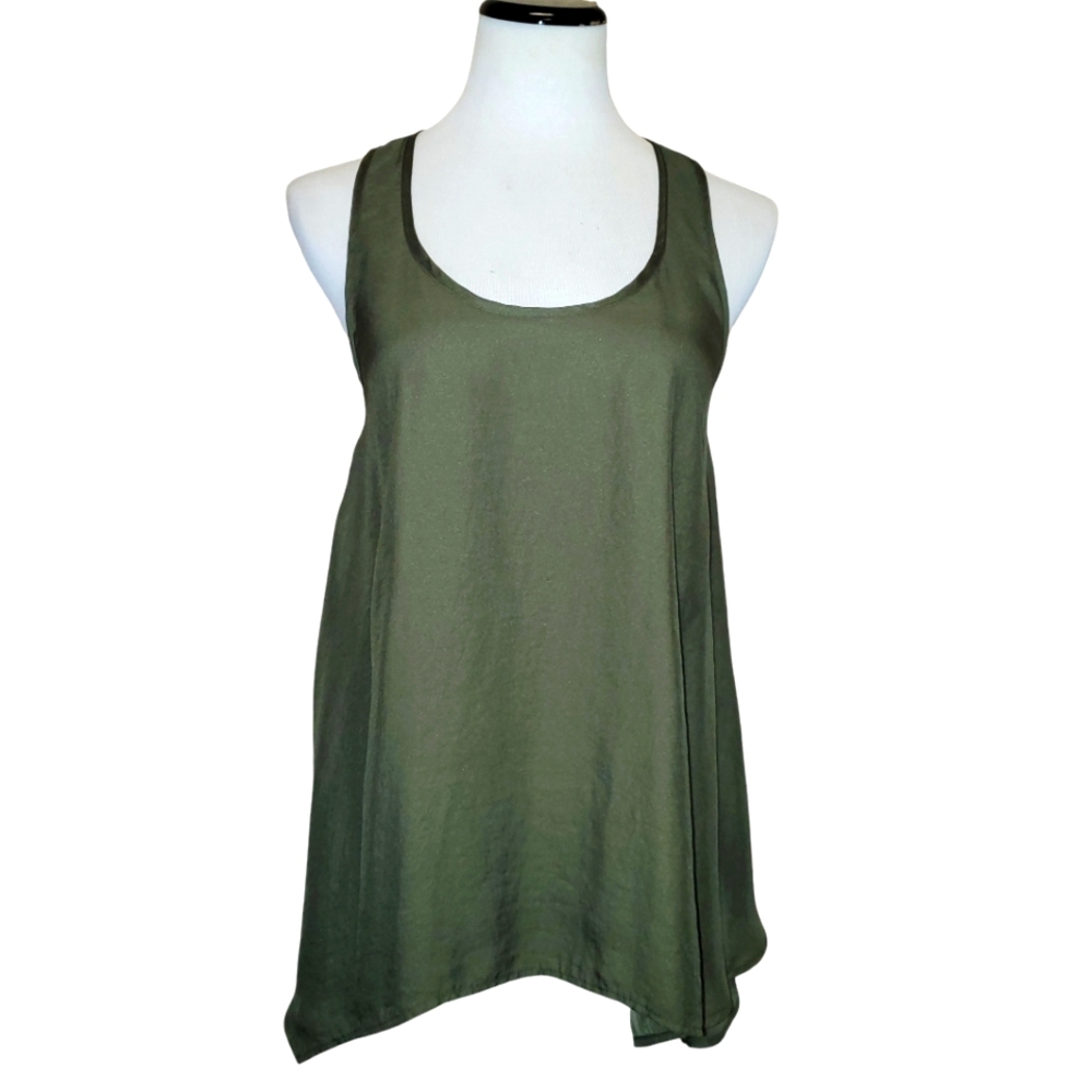 🔥REVOLVE Show Me Your MuMu‎ Cara-Van Olive Green Silky Sleeveless Tunic Tank  S - Picture 2 of 14